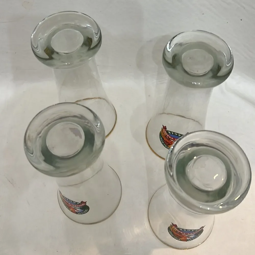 South Pacific Lager Special Export Beer Glasses 12 Oz Each Set 4 Gold Trimmed